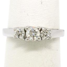 Classic 14k White Gold 0.45 ctw Three Stone F VS2 Round Diamond Engagement Ring
