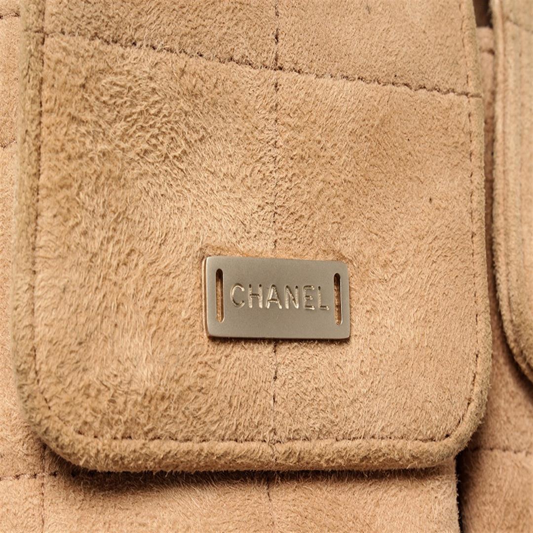 Chanel Beige Suede Leather Reissue Chocolate Bar Shoulder Bag