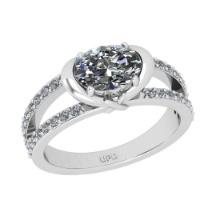 1.90 Ctw IGI Certificate Diamond Set 14K White Gold Engagement Ring