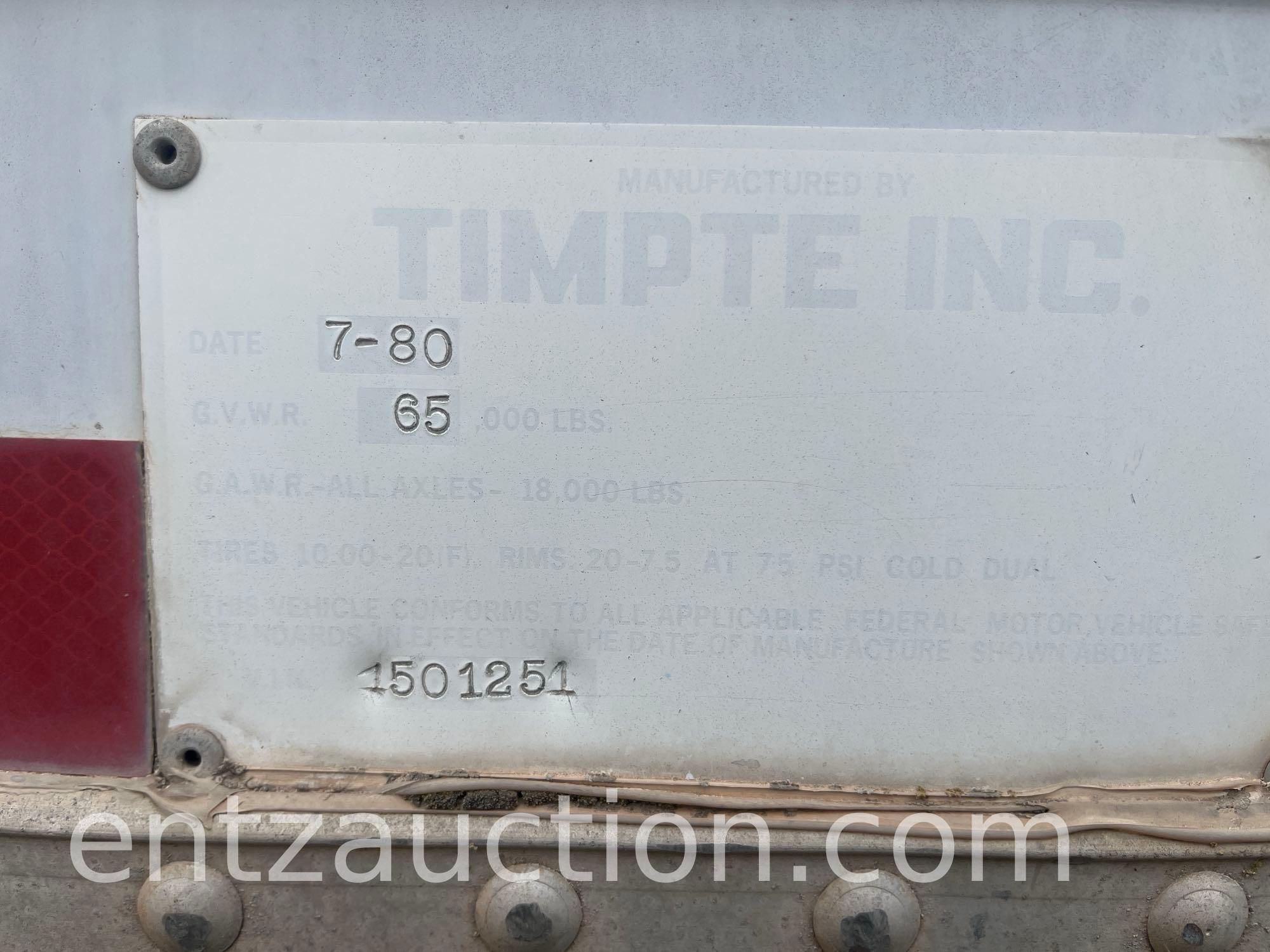 1980 TIMPTE SUPER HOPPER, 40' X 96", SR, 11R24.5,