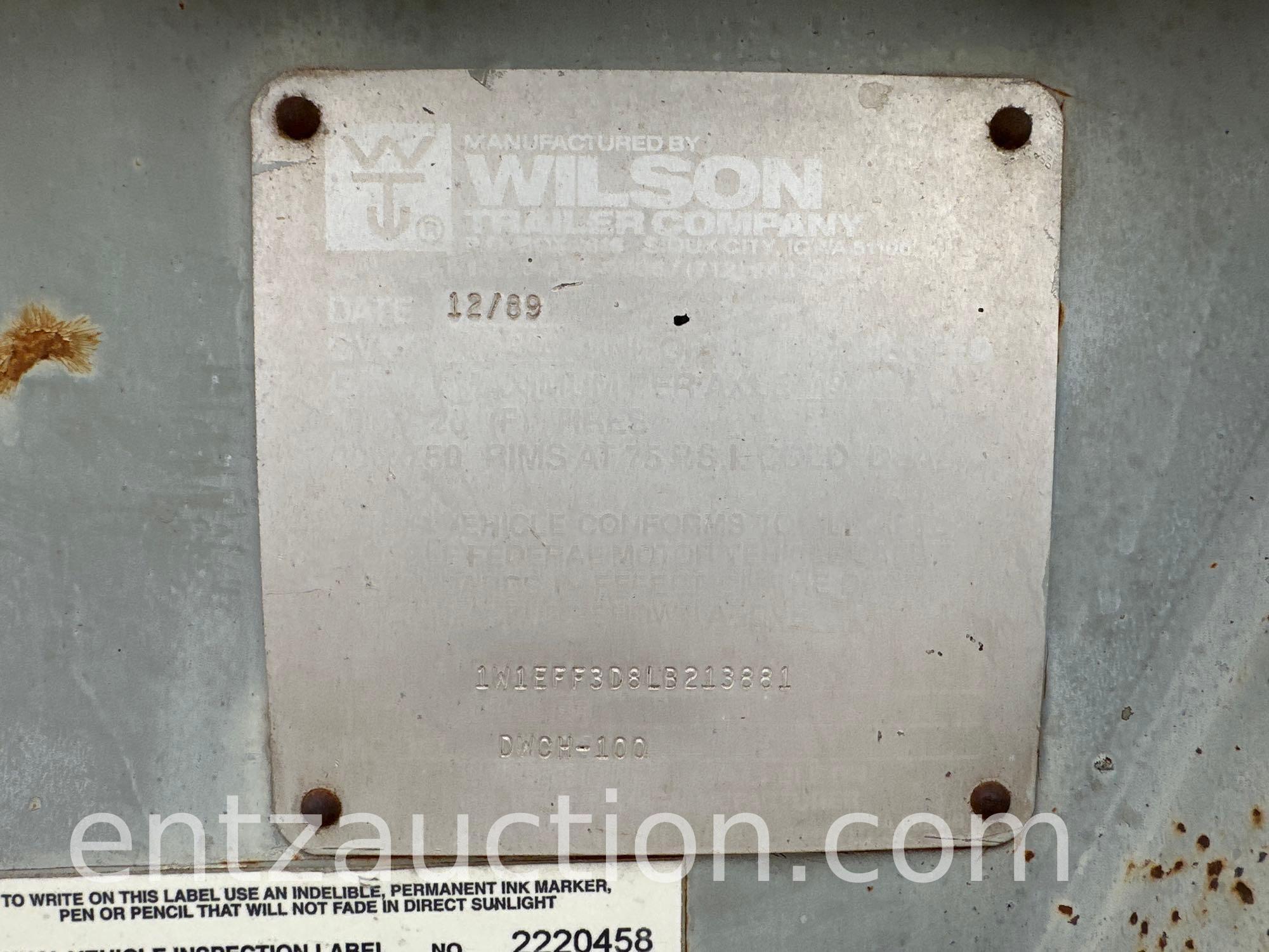 1990 WILSON GRAIN HOPPER, 45' X 102", SPRING RIDE