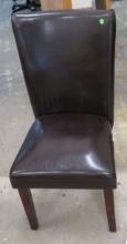 Dark Brown Leather Look Cushioned Chair