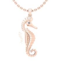 0.02 Ctw VS/SI1 Diamond 14K Rose Gold Seahorse Necklace (ALL LAB GROWN ARE DIAMOND)