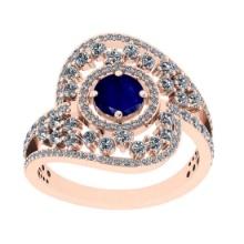 3.03 Ctw VS/SI1Blue Sapphire and Diamond 14K Rose Gold Engagement Ring (ALL DIAMONDS ARE LAB GROWN)