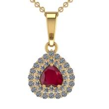 2.03 Ctw VS/SI1 Ruby and Diamond 14K Yellow Gold Necklace (ALL DIAMOND ARE LAB GROWN )