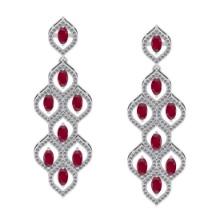 5.75 CtwVS/SI1 Ruby And Diamond 14K White Gold Dangling Earrings( ALL DIAMOND ARE LAB GROWN )