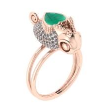 2.06 Ctw VS/SI1 Emerald and Diamond 14K Rose Gold Animal Ring(ALL DIAMOND ARE LAB GROWN)