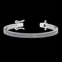 3.48 CtwVS/SI1 Diamond Prong Set 14K White Gold 2 Row Bracelet (ALL DIAMOND ARE LAB GROWN )