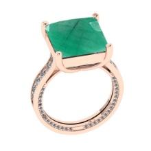 2.45 Ctw VS/SI1 Emerald and Diamond 14K Rose Gold Engagement Ring(ALL DIAMOND ARE LAB GROWN)