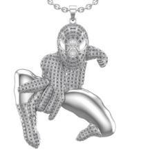 3.22 Ctw VS/SI1 Diamond 14K White Gold Spider man Pendant Necklace (ALL DIAMOND LAB GROWN )