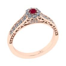0.55 Ctw VS/SI1 Ruby and Diamond 14K Rose Gold Engagement Ring(ALL DIAMOND ARE LAB GROWN)