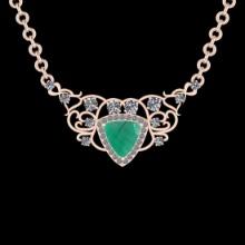 5.10 Ctw VS/SI1 Emerald and Diamond 14K Rose Gold Necklace (ALL DIAMOND ARE LAB GROWN )