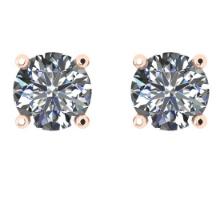CERTIFIED 2.01 CTW ROUND E/VS1 DIAMOND (LAB GROWN Certified DIAMOND SOLITAIRE EARRINGS ) IN 14K YELL