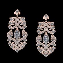 5.73 Ctw VS/SI1 Diamond 14K Rose Gold Dangling Earrings (ALL DIAMOND ARE LAB GROWN )