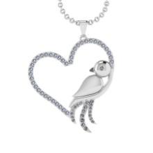 1.85 Ctw VS/SI1 Diamond 14K White Gold Birds Heart Necklace(ALL DIAMOND ARE LAB GROWN )
