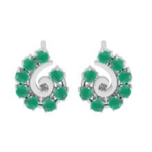 0.63 Ctw VS/SI1 Emerald and Diamond 14K White Gold Stud Earrings (ALL DIAMOND ARE LAB GROWN)