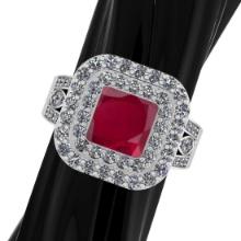 3.20 CtwVS/SI1 Ruby and Diamond14K White Gold Engagement Ring (ALL DIAMOND ARE LAB GROWN)