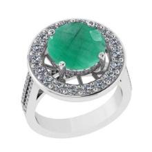 4.10 Ctw VS/SI1 Emerald and Diamond 14K White Gold Engagement Halo Ring(ALL DIAMOND ARE LAB GROWN)