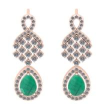 2.42 CtwVS/SI1 Emerald And Diamond 14K Rose Gold Earrings ( ALL DIAMOND ARE LAB GROWN )