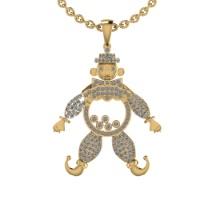 1.25 Ctw VS/SI1 Diamond Style Prong Set 14K Yellow Gold 'Happy Clown'  Necklace ALL DIAMOND ARE LAB