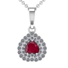 2.03 Ctw VS/SI1 Ruby and Diamond 14K White Gold Necklace (ALL DIAMOND ARE LAB GROWN )