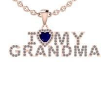0.71 Ctw VS/SI1 Blue Sapphire And Diamond 14K Rose Gold Gift For Grandma Pendant Necklace DIAMOND AR
