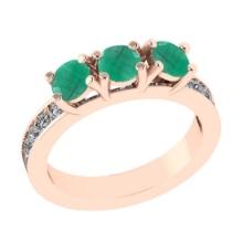 1.25 Ctw VS/SI1 Emerald and Diamond 14K Rose Gold Engagement Ring (ALL DIAMOND ARE LAB GROWN)