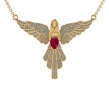 2.05 Ctw VS/SI1 Ruby And Diamond 14K Yellow Gold Eagle Necklace (ALL DIAMOND ARE LAB GROWN )