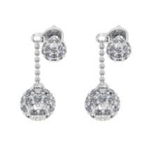 1.68 Ctw VS/SI1 Diamond 14K White Gold Antique style Earrings (ALL DIAMOND ARE LAB GROWN )