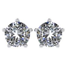CERTIFIED 1 CTW ROUND D/SI1 DIAMOND (LAB GROWN Certified DIAMOND SOLITAIRE EARRINGS ) IN 14K YELLOW