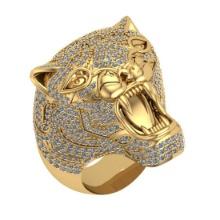 4.23 Ctw VS/SI1 Diamond 14K Yellow Gold Wild Lion Face Ring(ALL DIAMOND ARE LAB GROWN)