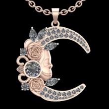 6.35 Ctw VS/SI1 Diamond 14K Rose Gold Vintage style Skull moon necklace (ALL DIAMOND ARE LAB GROWN )