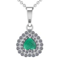 2.03 Ctw VS/SI1 Emerald and Diamond 14K White Gold Necklace (ALL DIAMOND ARE LAB GROWN )