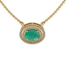2.92 Ctw VS/SI1 Emerald And Diamond 14K Yellow Gold Necklace (ALL DIAMOND ARE LAB GROWN )
