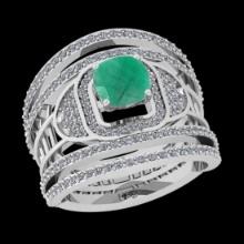 1.90 Ctw VS/SI1 Emerald and Diamond 14K White Gold Engagement Halo ring (ALL DIAMOND ARE LAB GROWN )