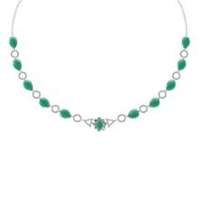 22.57 Ctw VS/SI1 Emerald And Diamond 14K White Gold Necklace ALL DIAMOND ARE LAB GROWN