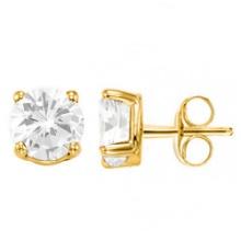 CERTIFIED 2.02 CTW ROUND D/SI1 DIAMOND (LAB GROWN Certified DIAMOND SOLITAIRE EARRINGS ) IN 14K YELL