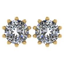 CERTIFIED 1.51 CTW ROUND D/SI1 DIAMOND (LAB GROWN Certified DIAMOND SOLITAIRE EARRINGS ) IN 14K YELL