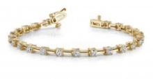 14KT YELLOW GOLD 1 CTW G-H VS2/SI1 CLASSIC SOLID RECTANGLE LINK BRACELET LAB-GROWN DIAMOND