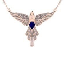 2.05 Ctw VS/SI1 Blue Sapphire And Diamond 14K Rose Gold Eagle Necklace (ALL DIAMOND ARE LAB GROWN )