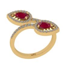 1.35 Ctw VS/SI1 Ruby and Diamond 14K Yellow Gold Engagement Ring(ALL DIAMOND ARE LAB GROWN)
