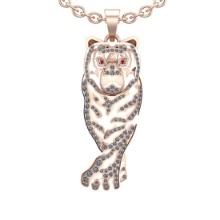 0.93 Ctw SI2/I1 Ruby And Diamond 14K Rose Gold wild animal Necklace ALL DIAMOND ARE LAB GROWN