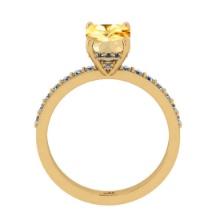 0.95 Ctw VS/SI1 Citrine and Diamond 14K Yellow Gold Engangement Ring (ALL DIAMOND LAB GROWN Diamond