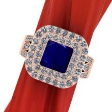 3.20 CtwVS/SI1 Blue Sapphire and Diamond14K Rose Gold Engagement Ring (ALL DIAMOND ARE LAB GROWN)