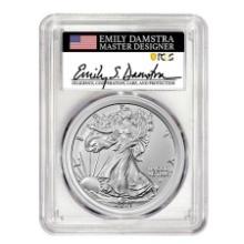 Certified Uncirculated Silver Eagle 2021 Type-2 MS70 FS Emily Damstra Signed