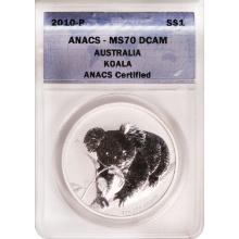 Certified Australian Koala 1 oz Silver 2010 MS70 ANACS
