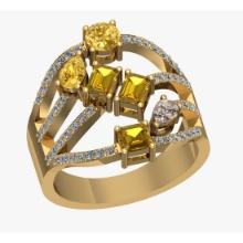 2.21 Ctw VS/SI1 Fancy Natural Yellow Brown and white Diamond 14K Yellow Gold Engagement Ring
