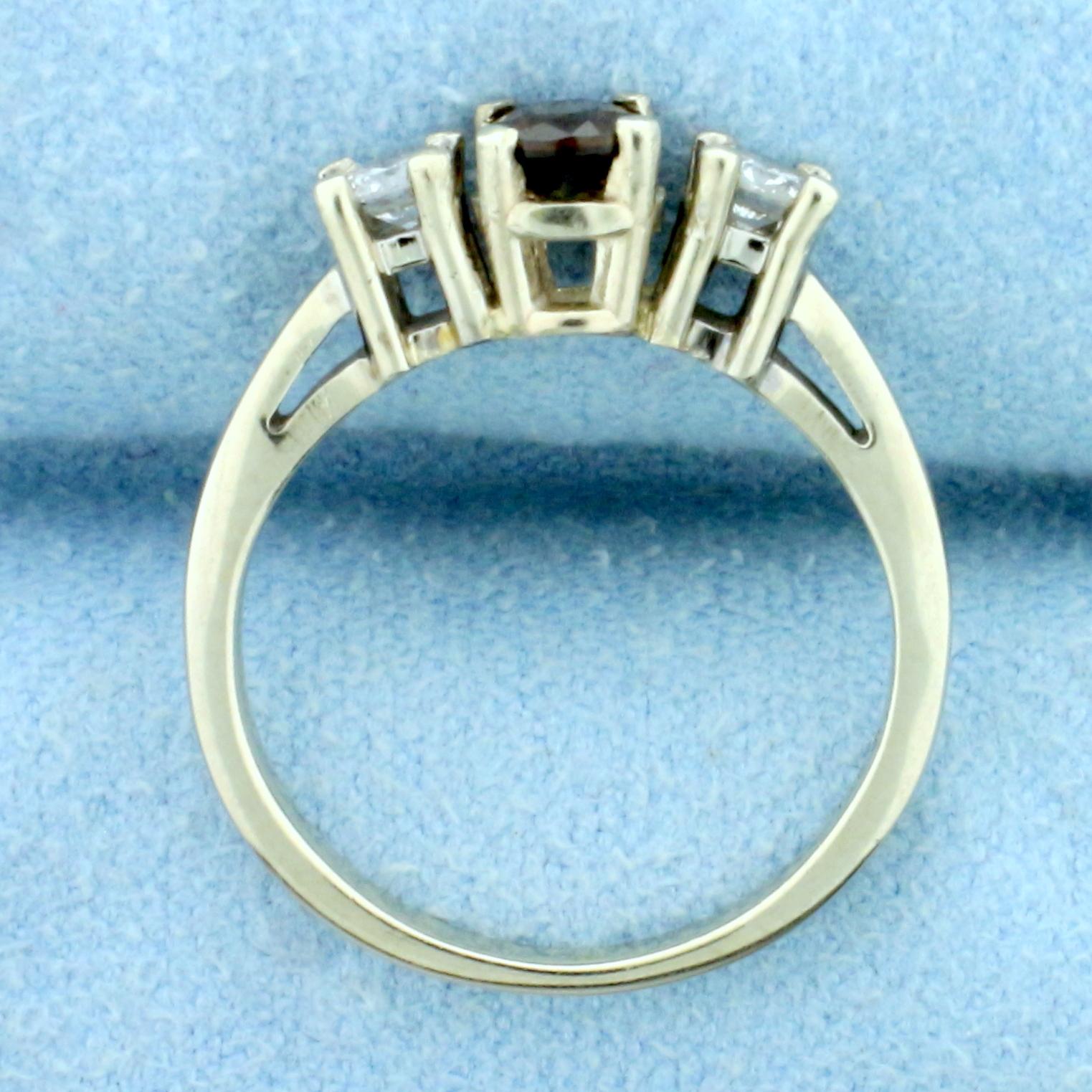 Golden Chrysoberyl And Diamond Ring In 14k White Gold