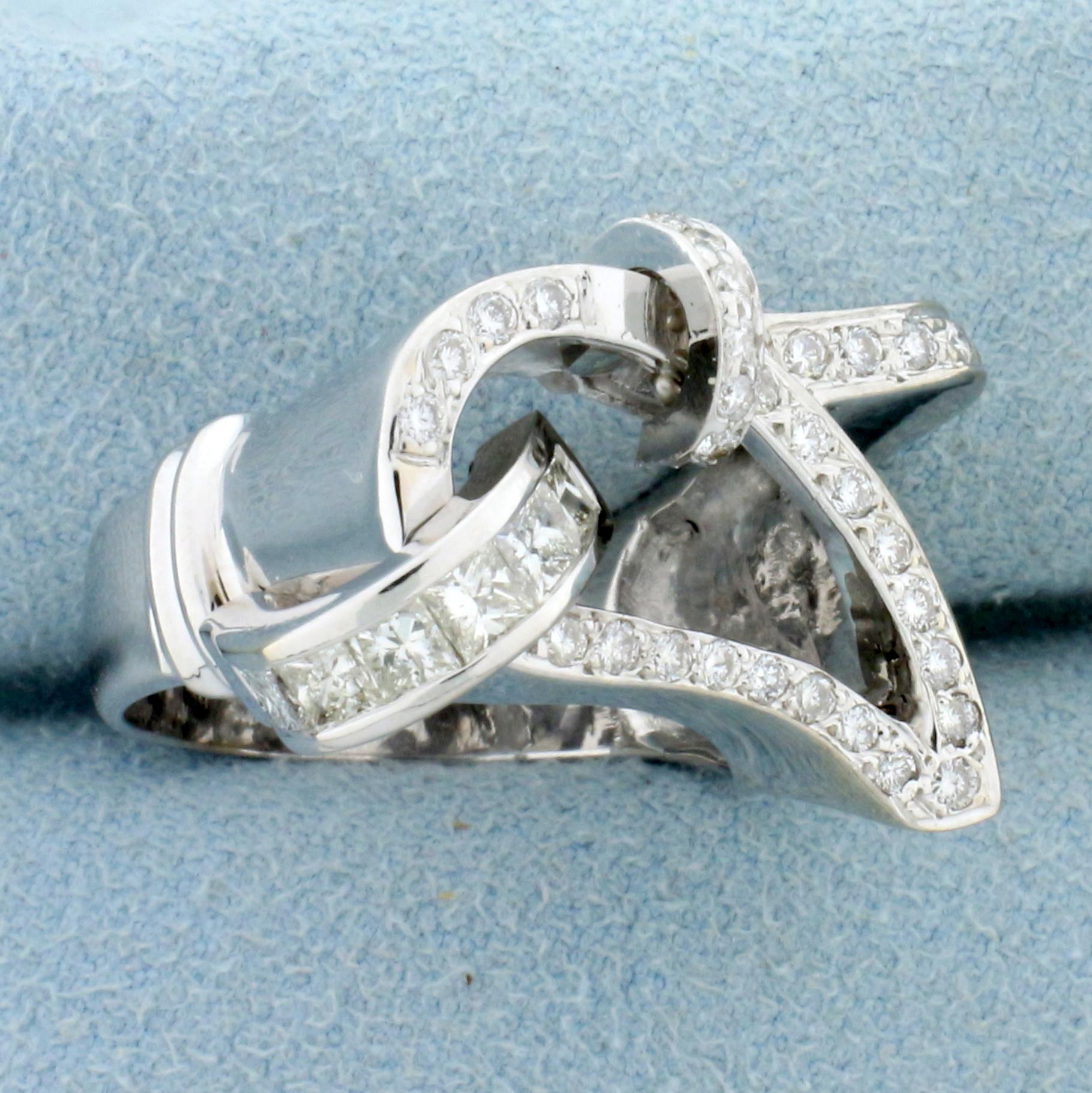 1ct Tw Diamond Abstract Design Ring In 18k White Gold