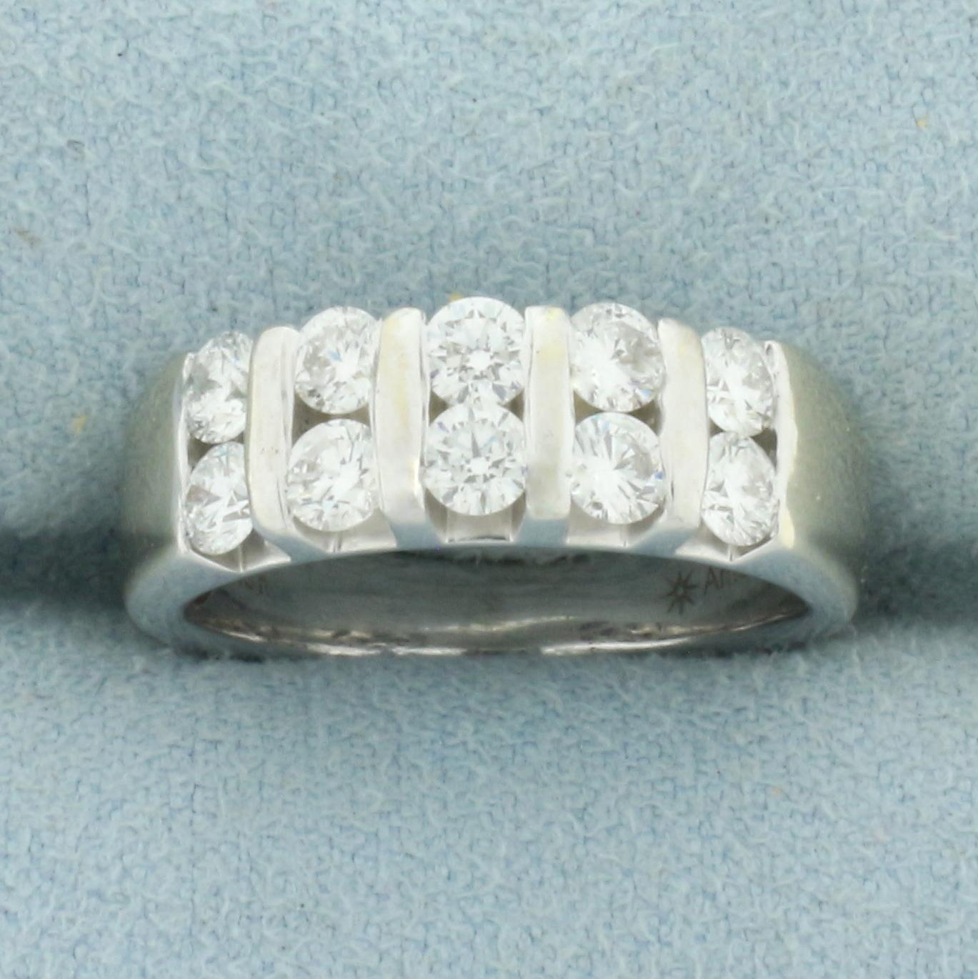 Certified Diamond Wedding Band Euro Shank Ring In 18k White Gold